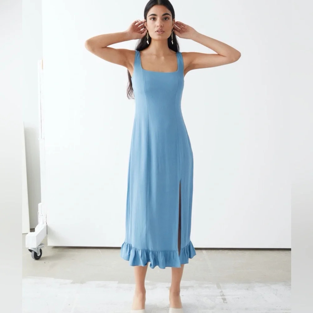 & Other Stories Light Blue Midi Dress - Picture 1 of 6